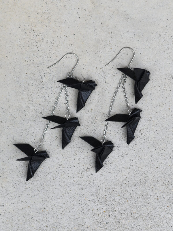 origami bird trio earrings - Image 3