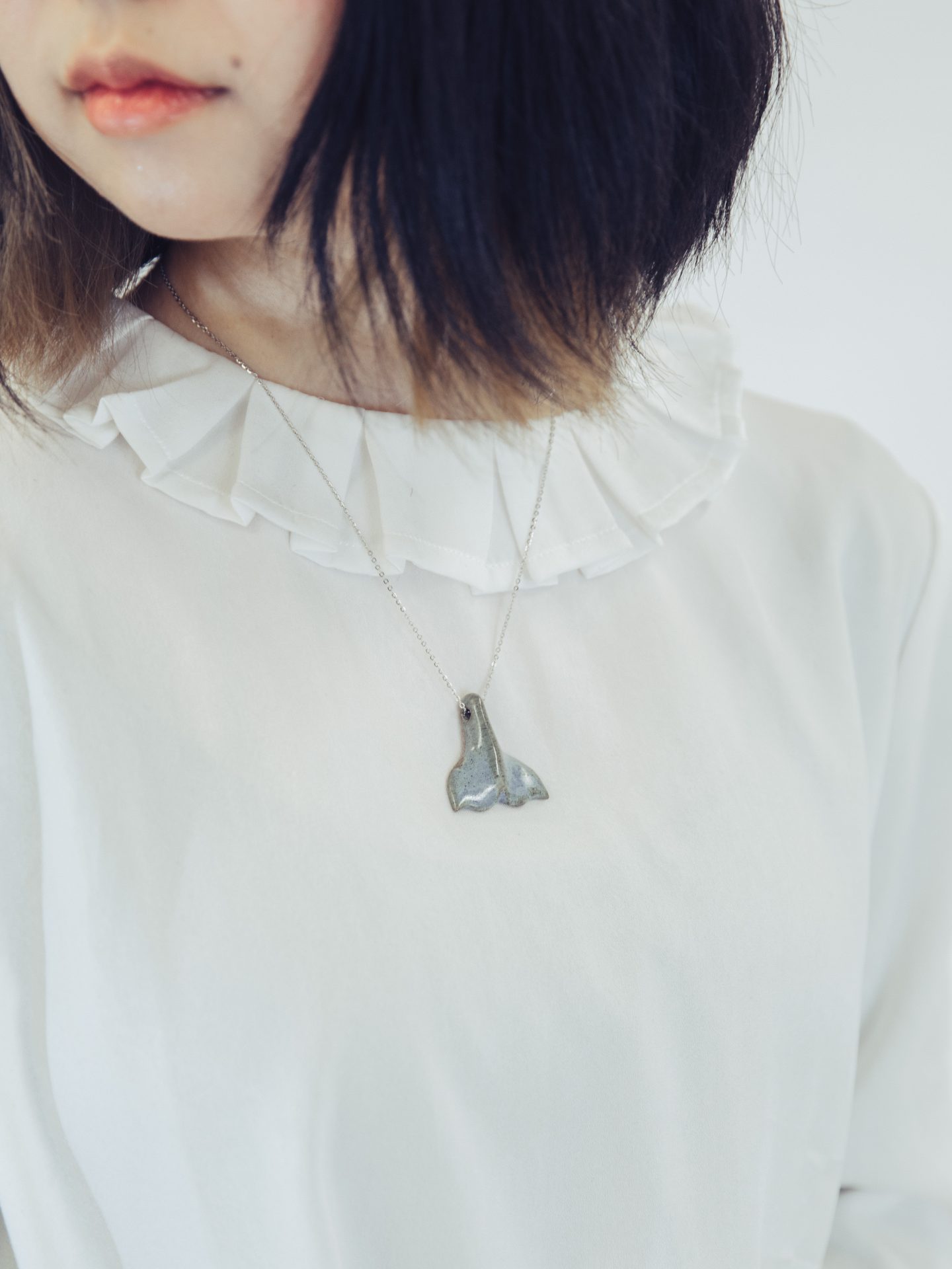 Whale fluke necklace - seabed blue